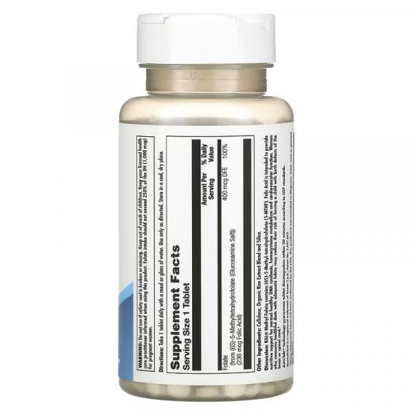 Метилфолат, Methyl Folate, Kal, 400 мкг, 90 таблеток - Фото 2