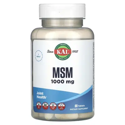 МСМ (метилсульфонилметан), MSM, KAL, 1000 мг, 80 таблеток