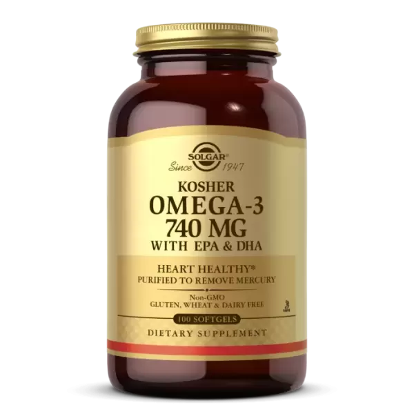 Кошерная Омега-3, Kosher Omega-3, Solgar, 740 мг, 100 мягких таблеток