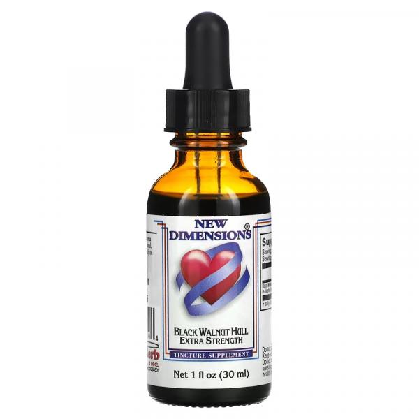 Экстра сила шкурок черного ореха, New Dimensions Black Walnut Hull Extra Strength, Kroeger Herb Co, 30 мл - Фото 1