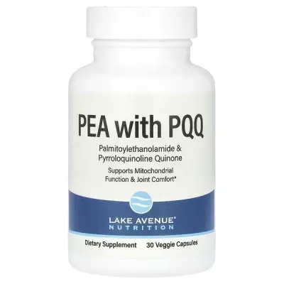 ПЭА (пальмитоилэтаноламид) + пирролохинолинхинон, PEA + PQQ, Lake Avenue Nutrition, 300 мг + 10 мг, 30 растительных капсул