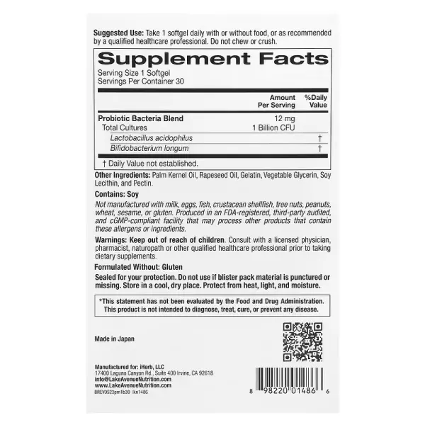 Пробіотик у міні-таблетках, 2 штами здорових бактерій, 1 млрд КУО, Lake Avenue Nutrition, 30 таблеток - Фото 2