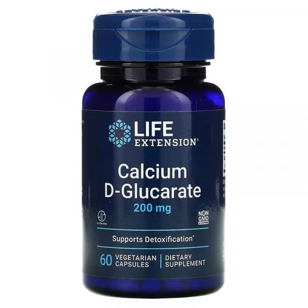 D-глюкарат кальция, Calcium D-Glucarate, Life Extension, 200 мг, 60 растительных капсул - Фото 1