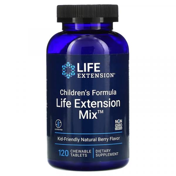 Детская добавка Life Extension Mix с натуральным ягодным вкусом, Children's Formula Life Extension Mix Natural Berry, Life Extension, 120 жевательных таблеток  - Фото 1