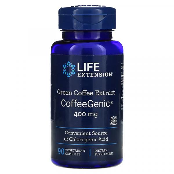 Экстракт зеленого кофе, Green Coffee Extract CoffeeGenic, Life Extension, 90 овощных капсул - Фото 1