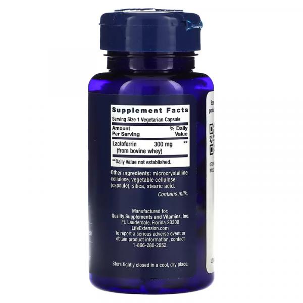 Лактоферрин в капсулах, Lactoferrin Caps, Life Extension, 60 капсул - Фото 2