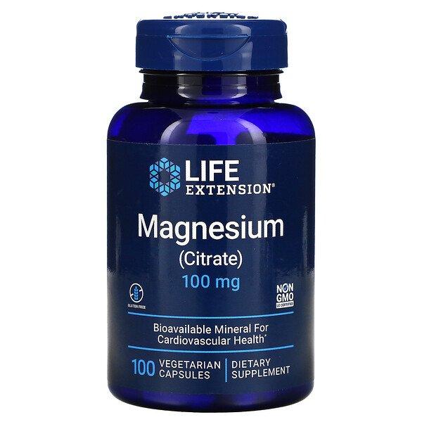 Магний цитрат, Magnesium (Citrate), Life Extension, 100 мг, 100 вегетарианских капсул - Фото 1