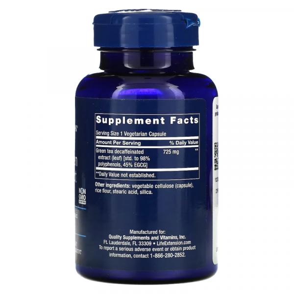 Мегаэкстракт зеленого чая, без кофеина, Mega Green Tea Extract Decaffeinated, Life Extension, 100 вегетарианских капсул - Фото 1