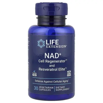 Регенератор клеток NAD + и ресвератрол, NAD+ Cell Regenerator and Resveratrol, Life Extension, 30 вегетарианских капсул