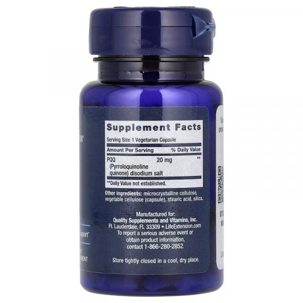 Пирролохинолинхинон, PQQ, Life Extension, 20 мг, 30 вегетарианских капсул - Фото 2