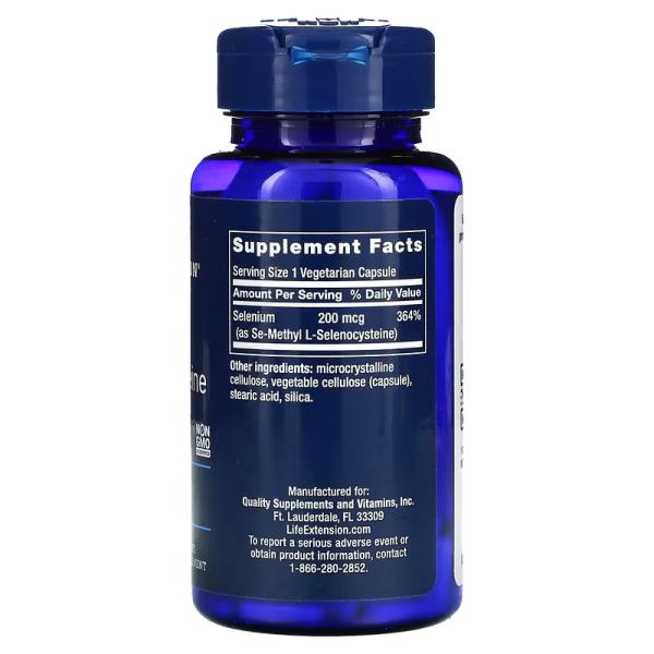 Семиметил L-селеноцистеїн, Se-methyl L-Selenocysteine, Life Extension, 200 мкг, 90 вегетаріанських капсул - Фото 2
