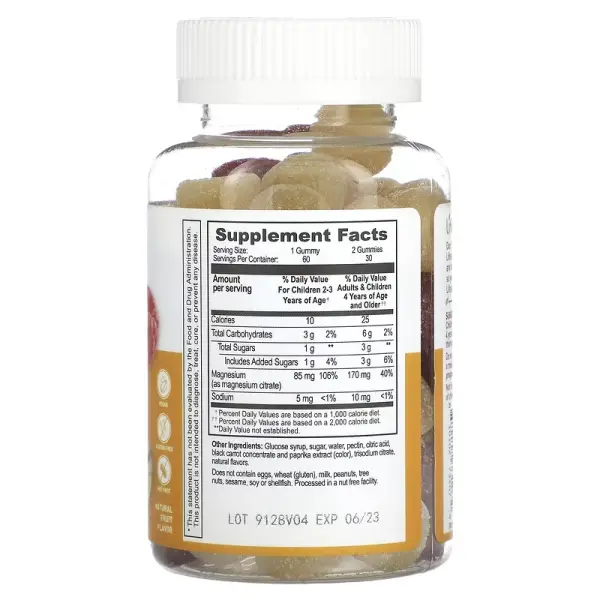 Цитрат магния для детей, с натуральным фруктовым вкусом, 85 мг, Lifeable, 60 жевательных мармеладок - Фото 2