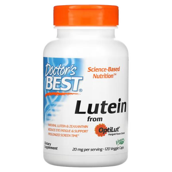 Лютеин из OptiLut, Lutein from OptiLut, Doctor's Best, 20 мг, 120 растительных капсул - Фото 1