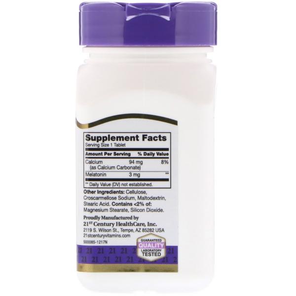 Мелатонин, Melatonin, 21st Century, 3 мг, 90 таблеток  - Фото 2