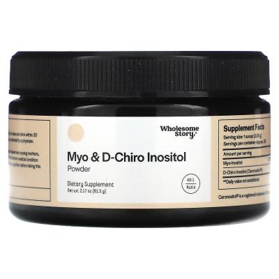 Myo & D-хиро инозитол, порошок, 40: 1, Myo & D-Chiro Inositol Powder, Wholesome Story, 61,5 г