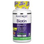 Биотин, вкус клубники, Biotin Fast Dissolve Extra Strength Strawberry, Natrol, 5000 мкг, 90 таблеток - Фото миниатюра 1