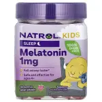 Мелатонин для детей от 4 лет со вкусом малини, Melatonin Ages 4 Raspberry, Natrol, Kids, 1 мг, 90 жевательных мармеладок - Фото миниатюра 1