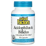 Ацидофилус и бифидус, Acidophilus & Bifidus, Natural Factors,  5 млрд добавок, 90 капсул - Фото миниатюра 1