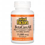 Бета-каротин, BetaCareAll, Natural Factors, 15 000 мкг, 90 капсул - Фото миниатюра 1