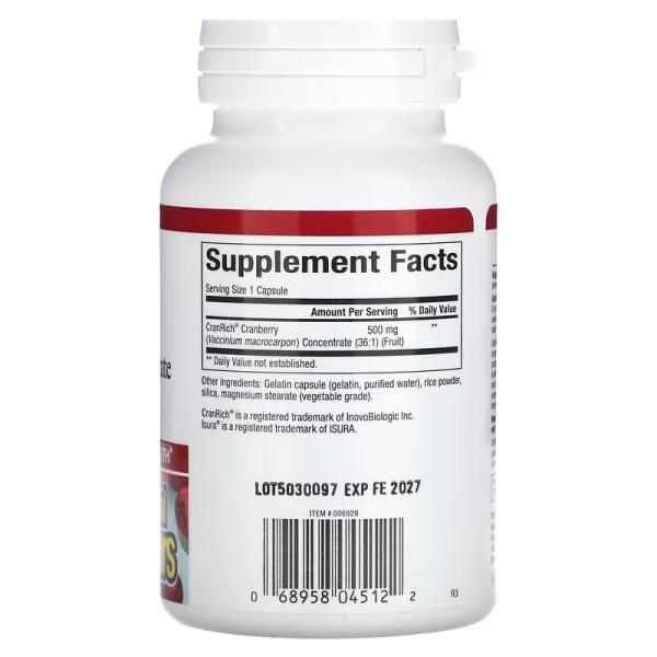 Концентрат клюквы, Super Strength Cranberry Concentrate, Natural Factors, CranRich, 500 мг, 90 капсул - Фото 2