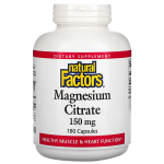 Цитрат магния, Magnesium Citrate, Natural Factors, 150 мг, 180 капсул - Фото миниатюра 1