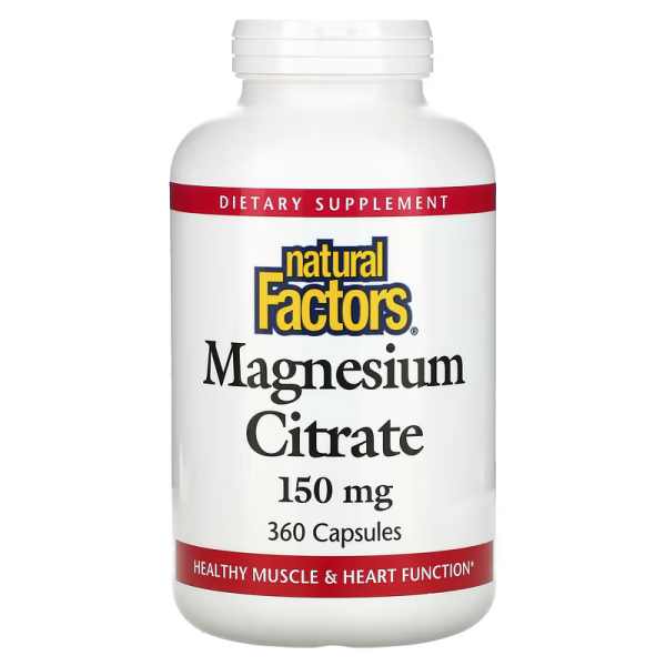 Цитрат магния, Magnesium Citrate, Natural Factors, 150 мг, 360 капсул - Фото 1