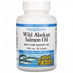 Жир дикого аляскинского лосося, Wild Alaskan Salmon Oil, Natural Factors, 1000 мг, 90 капсул - Фото миниатюра 1