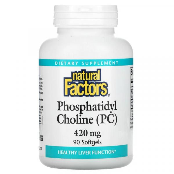 Фосфатидилхолин (ФХ), Phosphatidyl Choline (PC), Natural Factors, 420 мг, 90 мягких таблеток - Фото 1