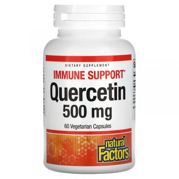 Кверцетин, Quercetin, Natural Factors, 500 мг, 60 вегетарианских капсул - Фото 1