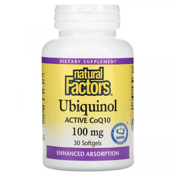 Убихинол, активный коэнзим Q10, Ubiquinol Active COQ10, Natural Factors, 100 мг, 30 мягких таблеток - Фото 1