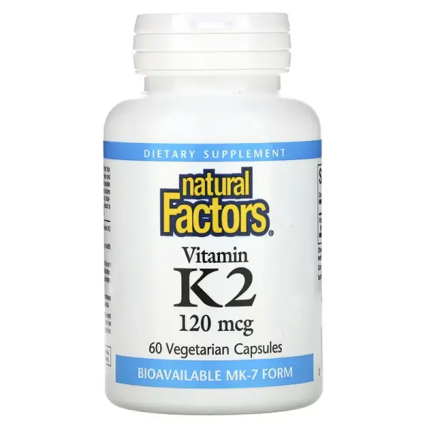 Вітамін К2, Vitamin K2, Natural Factors,100 мкг, 60 вегетаріанських капсул - Фото 1