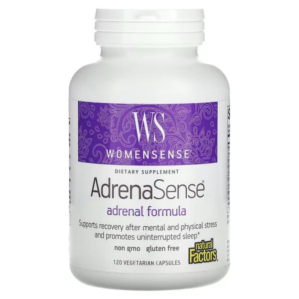 Формула для надпочечников, AdrenaSense Adrenal Formula, Natural Factors, WomenSense, 120 вегетарианских капсул - Фото 1