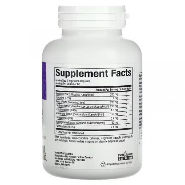 Формула для надпочечников, AdrenaSense Adrenal Formula, Natural Factors, WomenSense, 120 вегетарианских капсул - Фото 2