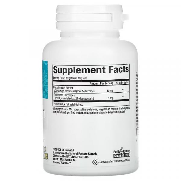 Экстракт черного кохоша, средство для облегчения менопаузы, Black Cohosh Extract menopause relief, Natural Factors, WomenSense, 90 вегетарианских капсул - Фото 2
