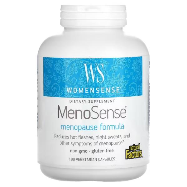 Формула для прийому під час менопаузи, MenoSense Menopause Formula, Natural Factors, WomenSense, 180 вегетаріанських капсул - Фото 1