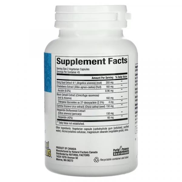 Формула для прийому під час менопаузи, MenoSense Menopause Formula, Natural Factors, WomenSense, 90 вегетаріанських капсул - Фото 2