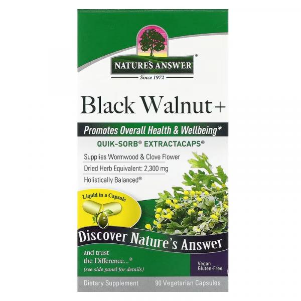 Чорний горіх+, Black Walnut+, Nature's Answer, 90 вегетаріанських капсул - Фото 2