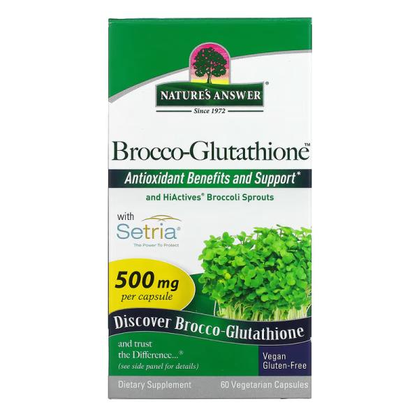 Средство с брокколи и глутатионом, Brocco-Glutathione, Nature's Answer, 500 мг, 60 растительных капсул - Фото 2