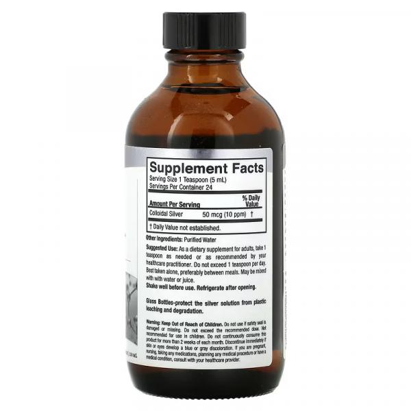 Колоїдне срібло, 50 мкг (10 част./млн), Colloidal Silver 50 mcg (10 ppm), Nature's Answer, 120 мл - Фото 2