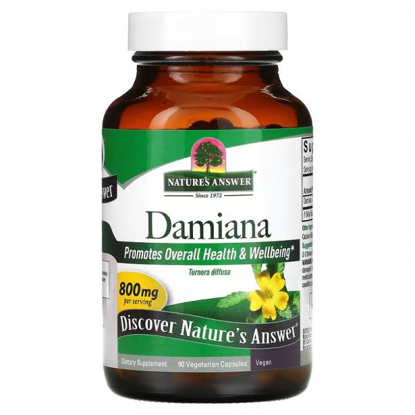 Дамиана, Damiana, Nature's Answer, 90 вегетарианских капсул - Фото 1