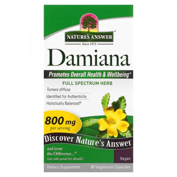 Дамиана, Damiana, Nature's Answer, 90 вегетарианских капсул - Фото 2