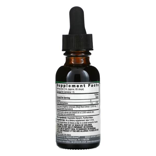 Донг Куай (Дудник китайский), без спирта, Dong Quai Root Fluid Extract Alcohol free, Nature's Answer, 2000 мг, 30 мл - Фото 2