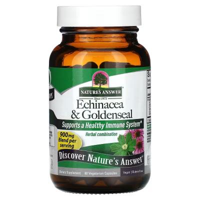Эхинацея и желтокорень, Echinacea & Goldenseal, Nature's Answer, 60 вегетарианских капсул