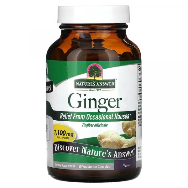 Імбир, Ginger, Nature's Answer, 1100 мг, 90 вегетаріанських капсул (550 мг в 1 капсулі) - Фото 1