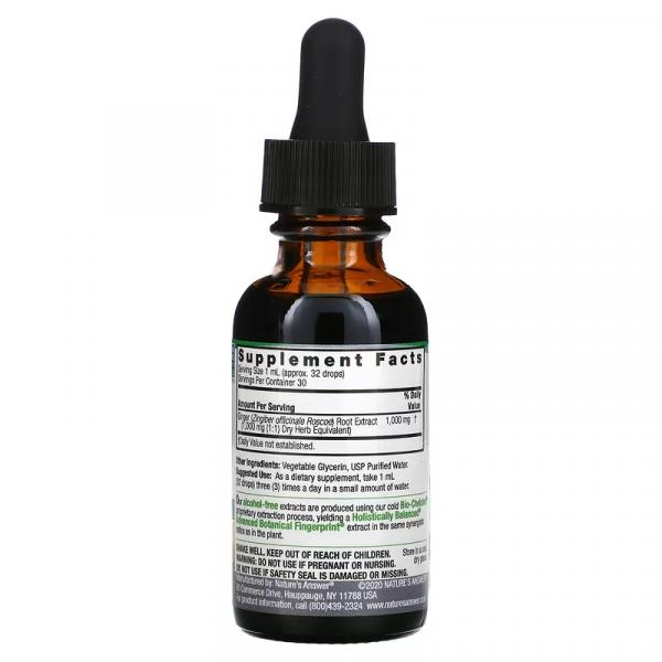 Жидкий экстракт корня имбиря, без спирта, Ginger Root Fluid Extract Alcohol free, Nature's Answer, 1000 мг, 30 мл (NTA-00616) - Фото 2