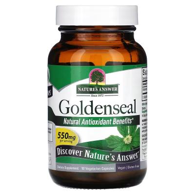 Корень желтокорня, Goldenseal Root, Nature's Answer, 550 мг, 50 вегетарианских капсул