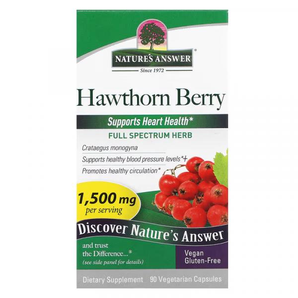 Боярышник, Hawthorn Berry, Nature's Answer, 1500 мг, 90 вегетарианских капсул (500 мг в 1 капсуле) - Фото 2