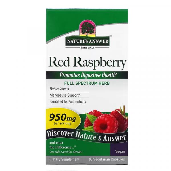 Красная малина, Red Raspberry, Nature's Answer, 475 мг, 90 вегетарианских капсул - Фото 1