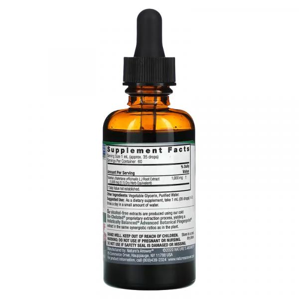 Жидкий экстракт валерианы, без спирта, Valerian Fluid Extract Alcohol Free, Nature's Answer, 1000 мг, 60 мл - Фото 2