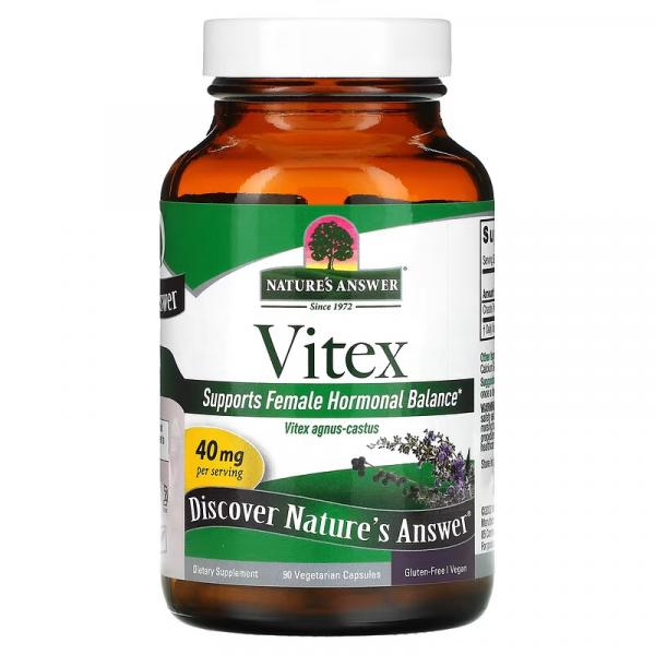 Ягоды монашьего перца, витекса священного, Vitex, Nature's Answer, 90 вегетарианских капсул (NTA-16354) - Фото 3
